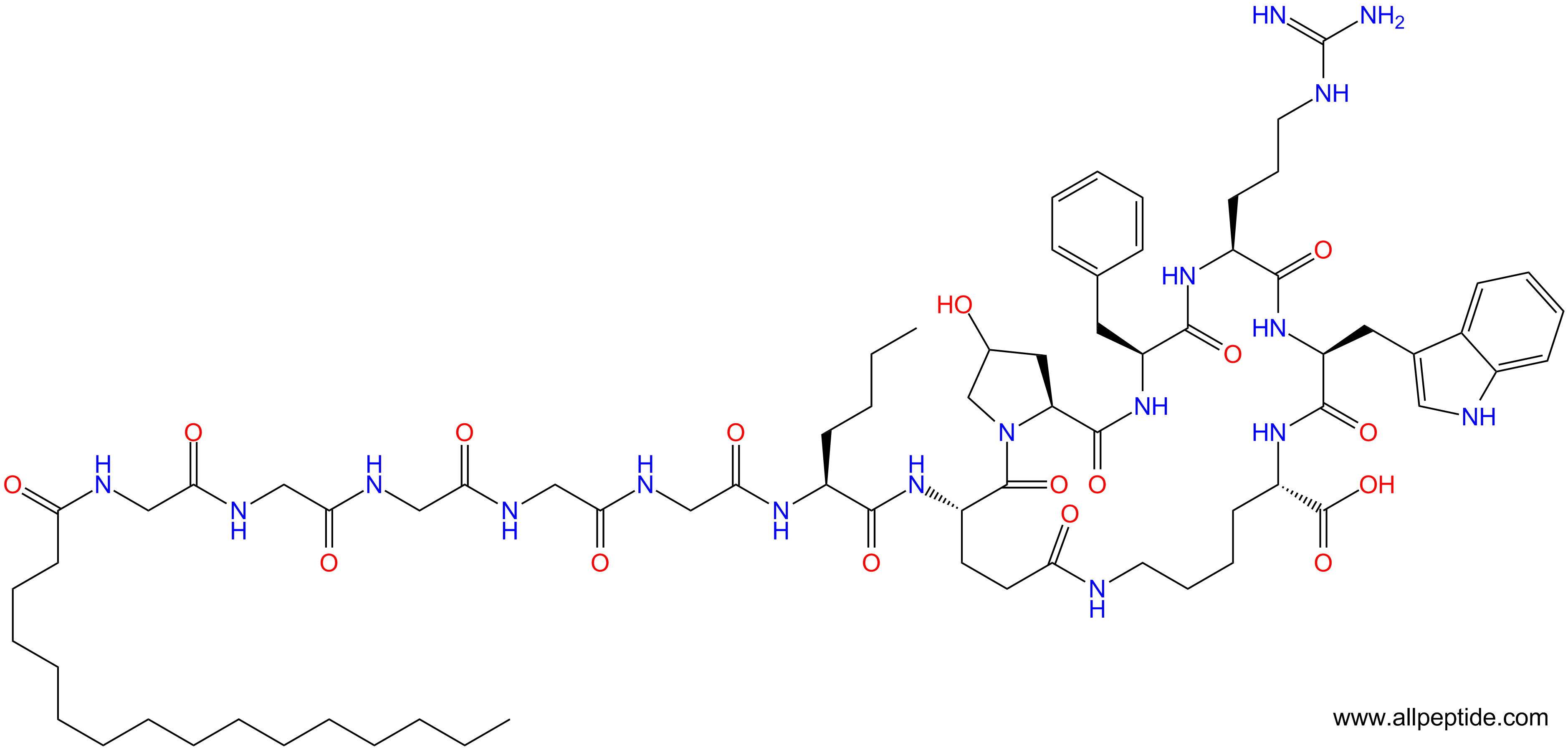 专肽生物产品三肽hexadecanoyl-G-Gly-G-Gly-G-Nle-cyclo[Glu-Hyp-DPh1360605-32-8