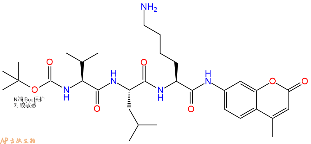 专肽生物产品纤溶酶（纤溶酶）底物：Boc-Val-Leu-Lys-7-氨基-4-甲基香豆素73554-84-4