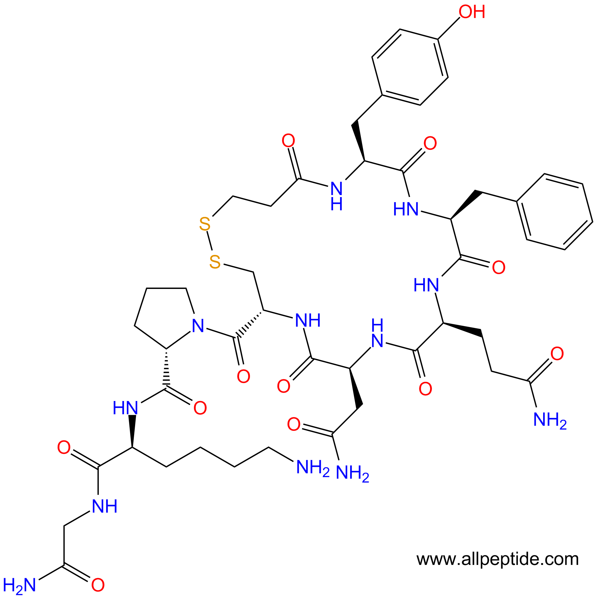 专肽生物产品Mpr-Tyr-Phe-Gln-Asn-Cys-Pro-Lys-Gly-NH2 ( Disulfid2989-84-6