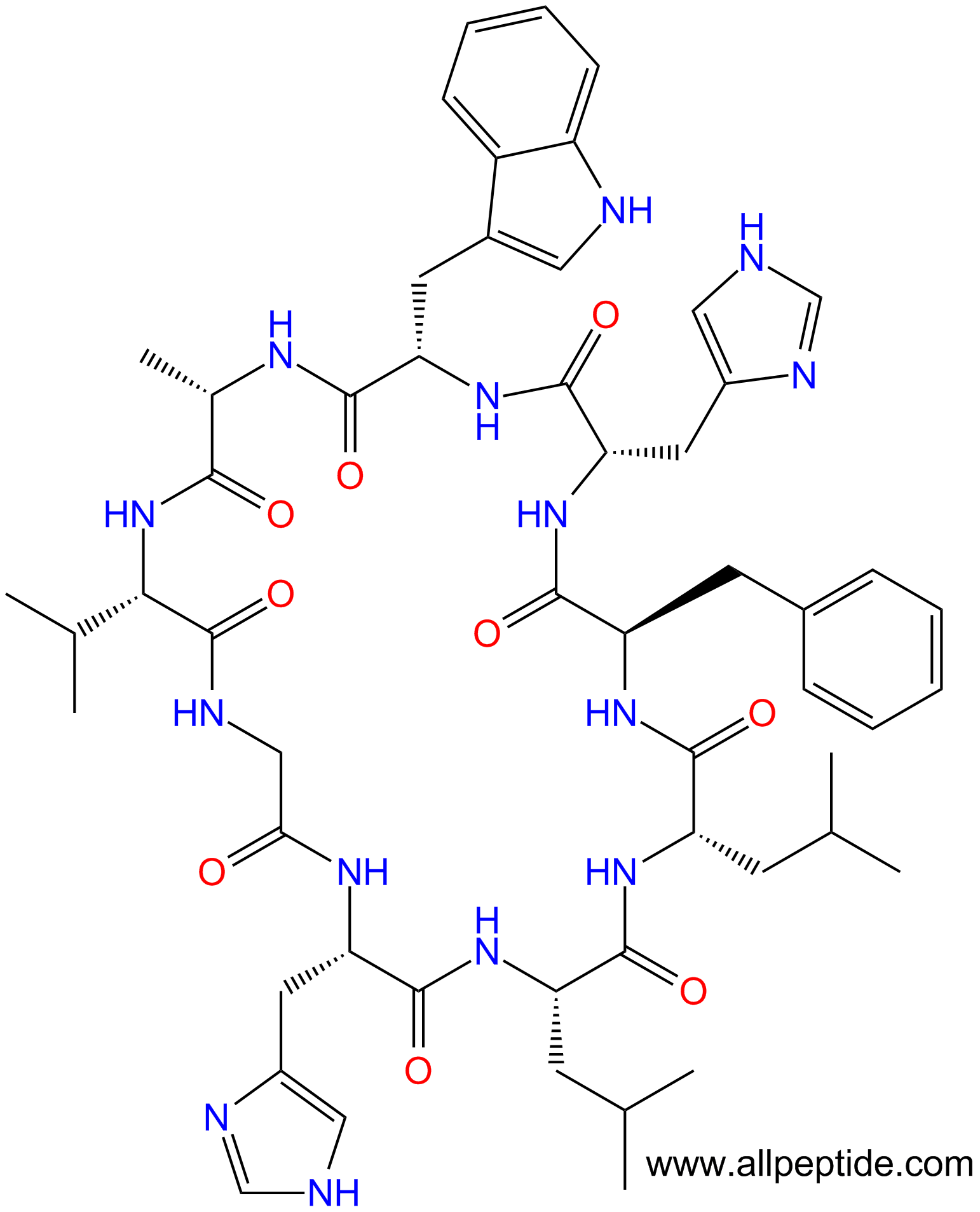 专肽生物产品Cyclo(DPhe-His-Trp-Ala-Val-Gly-His-Leu-Leu)143578-65-8