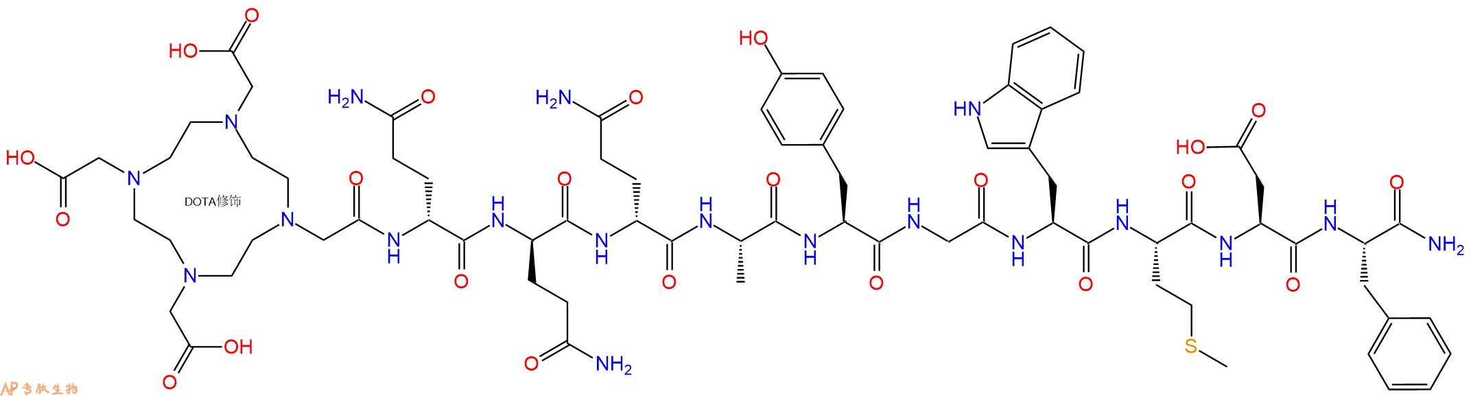 专肽生物产品DOTA-(D-Gln)3-Ala-Tyr-Gly-Trp-Met-Asp-Phe-NH21293368-76-9