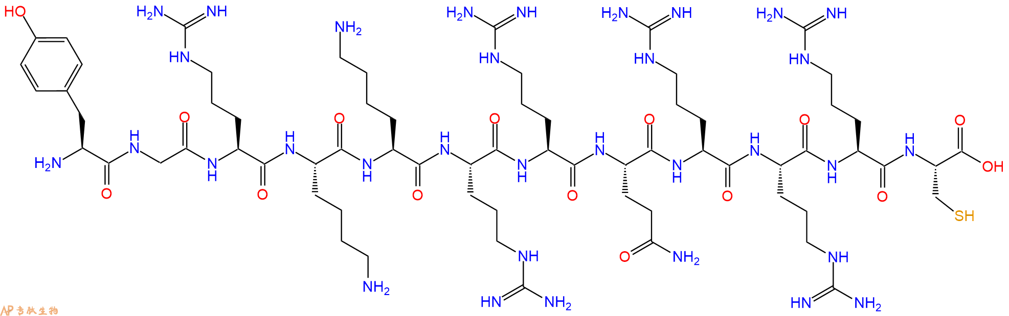 专肽生物产品十二肽YGRKKRRQRRRC