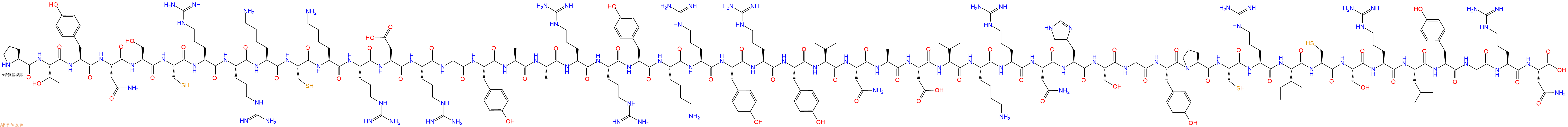专肽生物产品Pro-Thr-Tyr-Asn-Ser-Cys-Arg-Arg-Lys-Cys-Lys-Arg-As