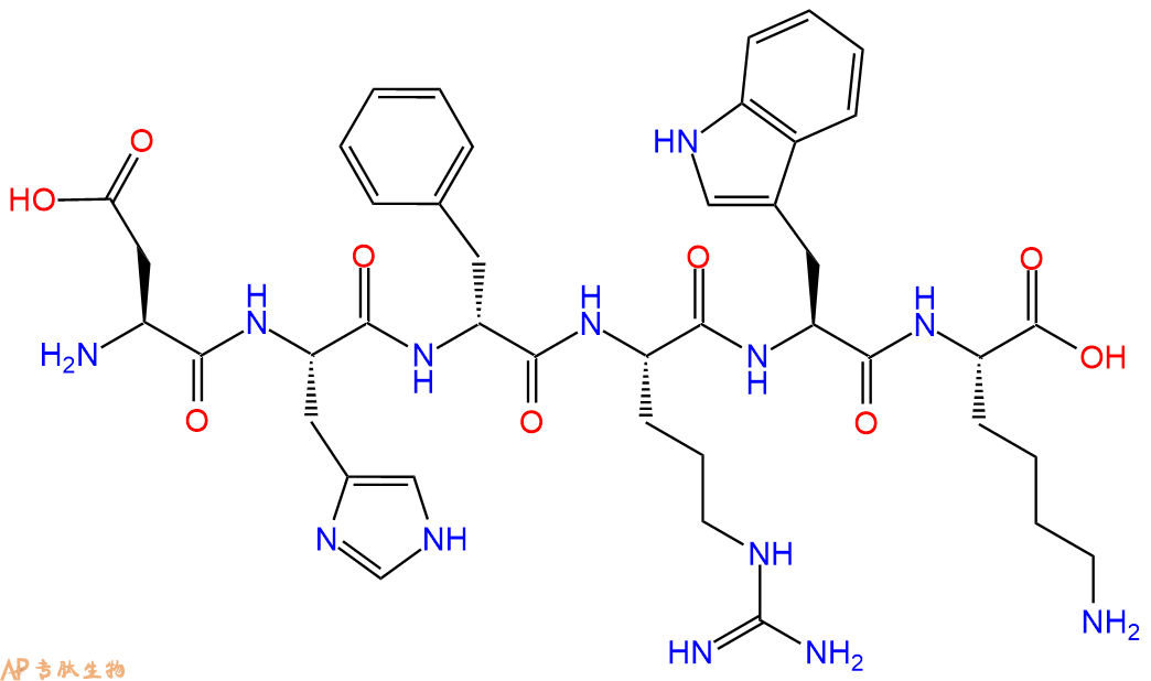 专肽生物产品六肽Asp-His-DPhe-Arg-Trp-Lys