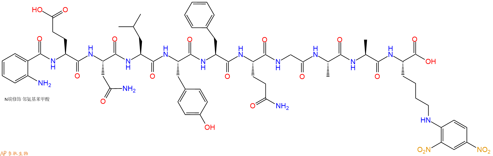 专肽生物产品十肽Abz-ENLYFQGAA-K(Dnp)