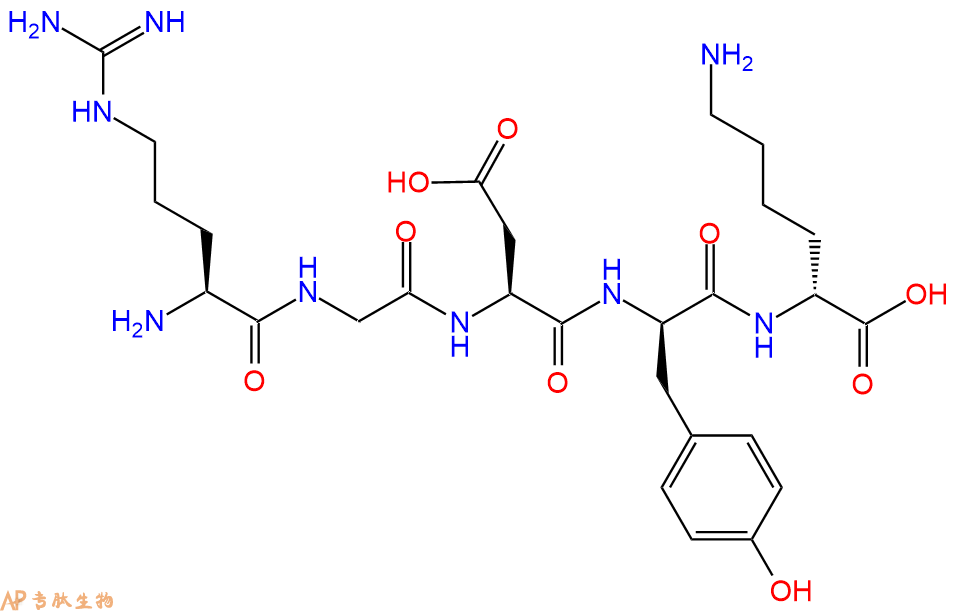专肽生物产品五肽Arg-Gly-Asp-DTyr-DLys
