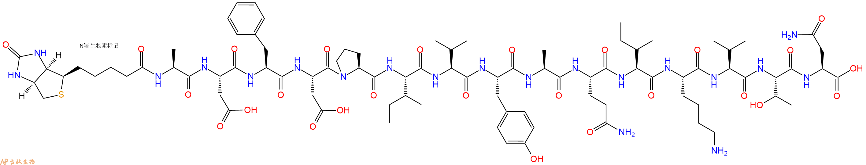 专肽生物产品生物素标记肽Biotin-ADFDPIVYAQIKVTN