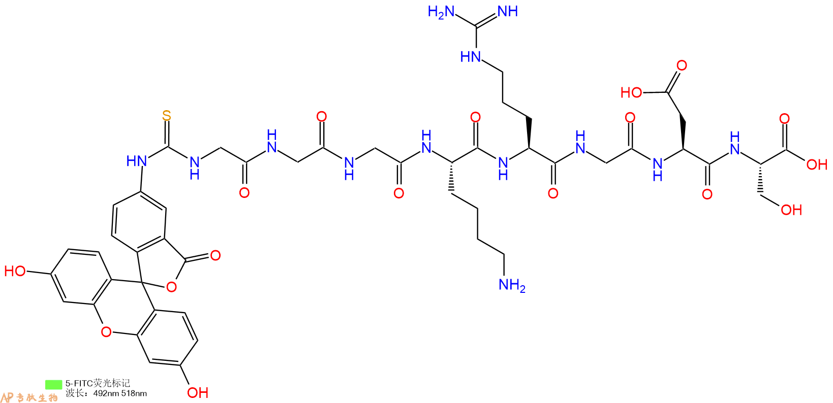 专肽生物产品八肽Fitc-GGGKRGDS