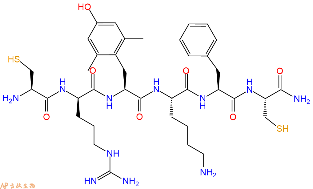 专肽生物产品六肽Cys-DArg-Dmt-Lys-Phe-Cys-NH2