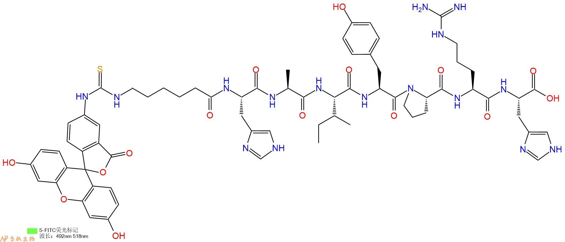 专肽生物产品八肽Fitc-Acp-HAIYPRH