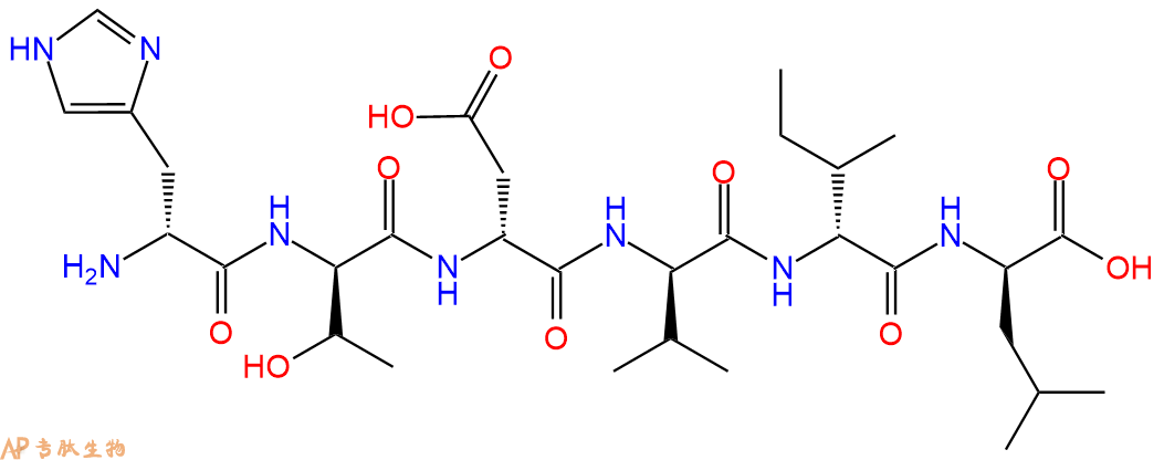 专肽生物产品H2N-DHis-DThr-DAsp-DVal-DIle-DLeu-COOH