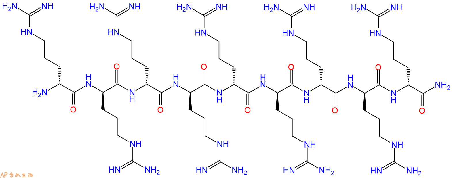 专肽生物产品细胞穿膜肽：rrrrrrrrr-NH2 (All D-form Arg)