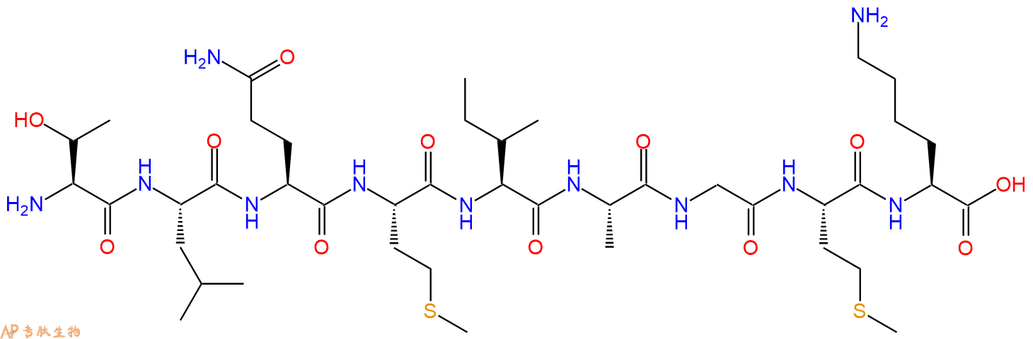 专肽生物产品H2N-Thr-Leu-Gln-Met-Ile-Ala-Gly-Met-Lys-COOH