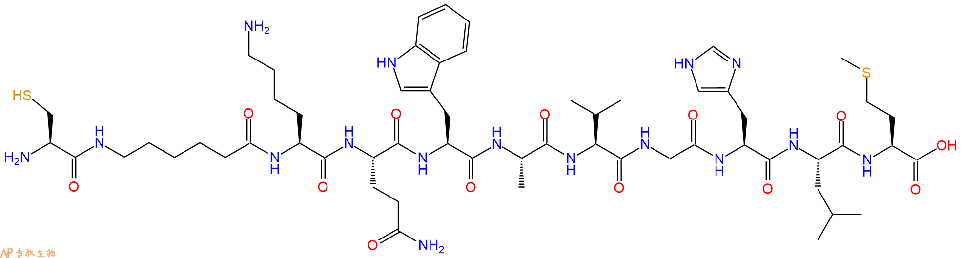 专肽生物产品H2N-Cys-Ahx-Lys-Gln-Trp-Ala-Val-Gly-His-Leu-Met-CO