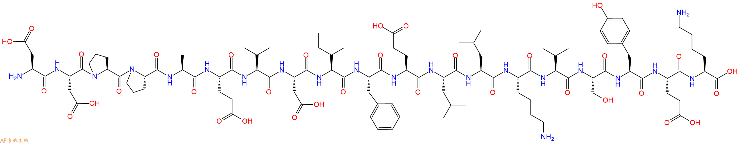 专肽生物产品H2N-Asp-Asp-Pro-Pro-Ala-Glu-Val-Asp-Ile-Phe-Glu-Le