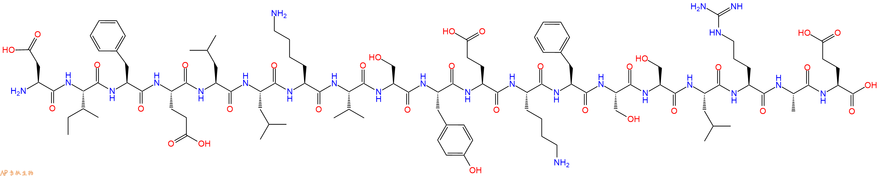 专肽生物产品H2N-Asp-Ile-Phe-Glu-Leu-Leu-Lys-Val-Ser-Tyr-Glu-Ly