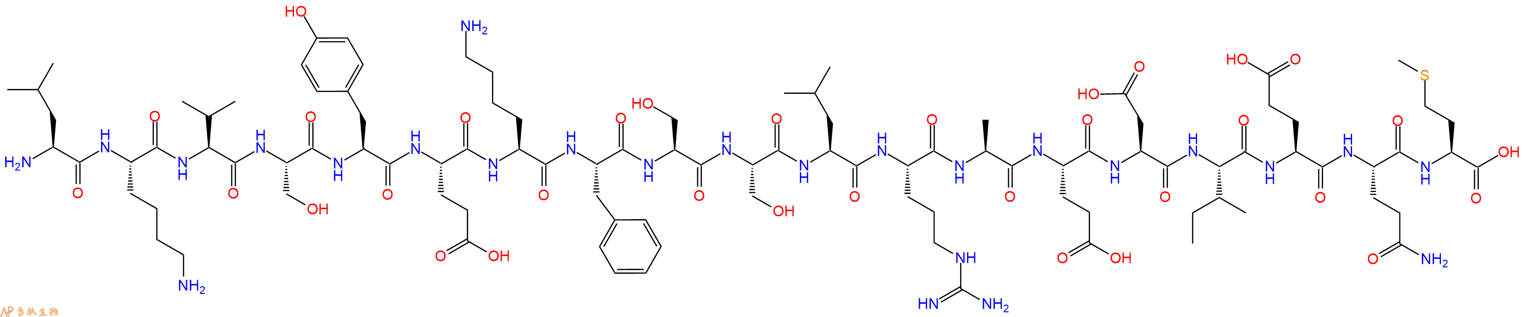 专肽生物产品H2N-Leu-Lys-Val-Ser-Tyr-Glu-Lys-Phe-Ser-Ser-Leu-Ar