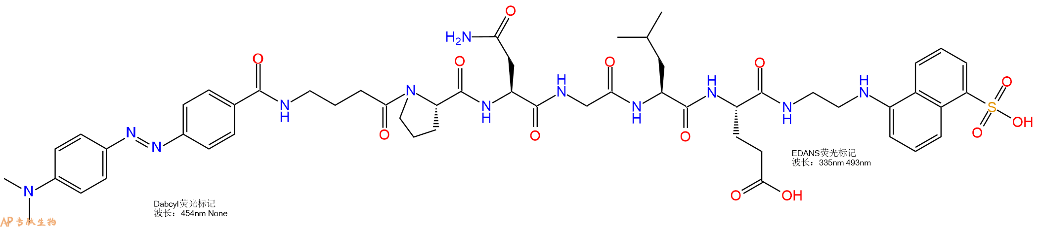 专肽生物产品DABCYL-Gaba-Pro-Asn-Gly-Leu-Glu-EDANS