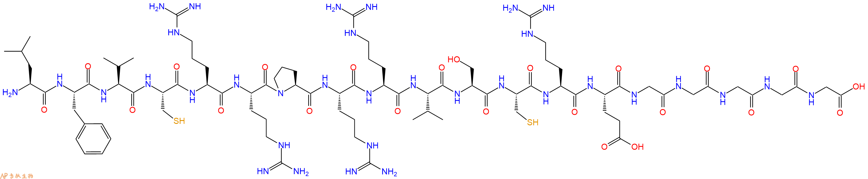 专肽生物产品H2N-Leu-Phe-Val-Cys-Arg-Arg-Pro-Arg-Arg-Val-Ser-Cy