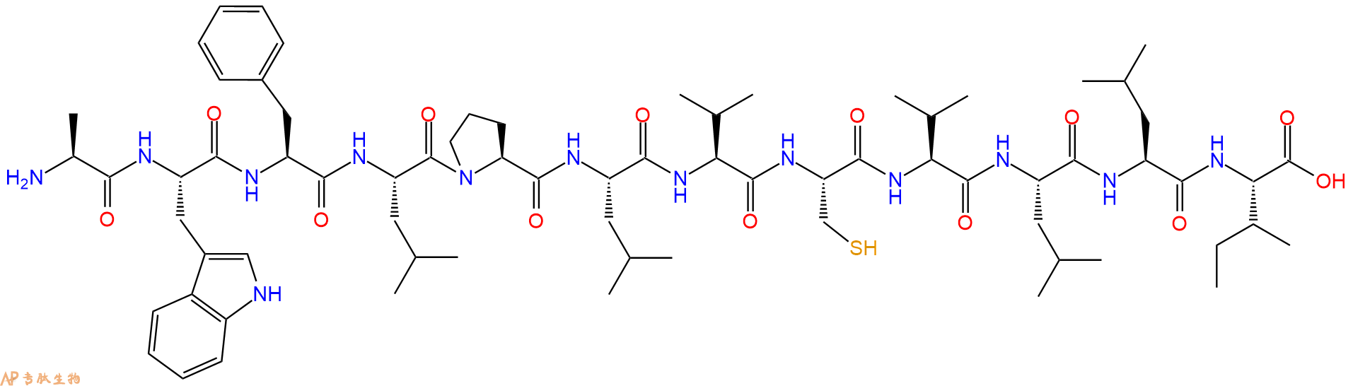 专肽生物产品H2N-Ala-Trp-Phe-Leu-Pro-Leu-Val-Cys-Val-Leu-Leu-Il