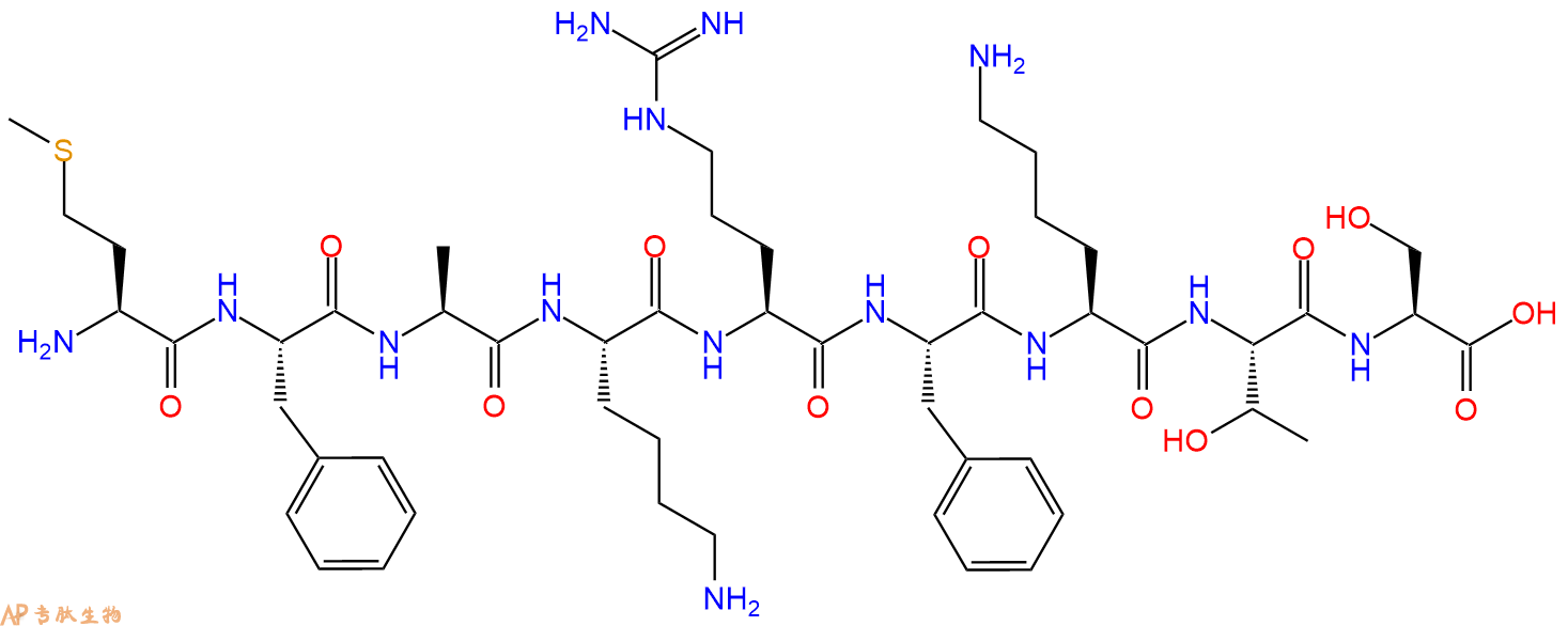 专肽生物产品H2N-Met-Phe-Ala-Lys-Arg-Phe-Lys-Thr-Ser-COOH