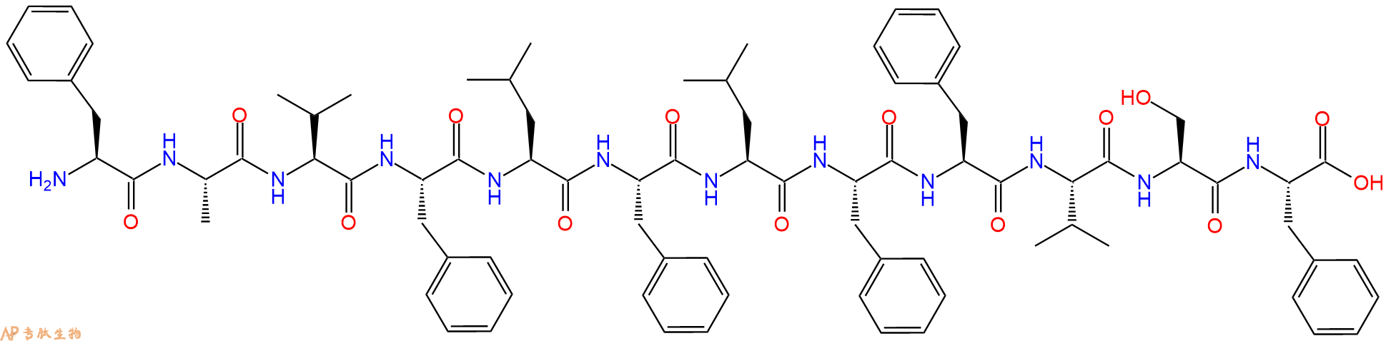 专肽生物产品H2N-Phe-Ala-Val-Phe-Leu-Phe-Leu-Phe-Phe-Val-Ser-Ph