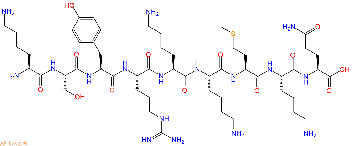 专肽生物产品H2N-Lys-Ser-Tyr-Arg-Lys-Lys-Met-Lys-Gln-COOH