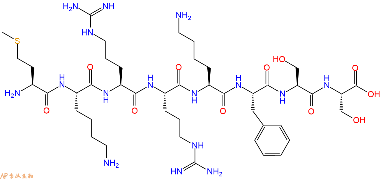 专肽生物产品H2N-Met-Lys-Arg-Arg-Lys-Phe-Ser-Ser-COOH