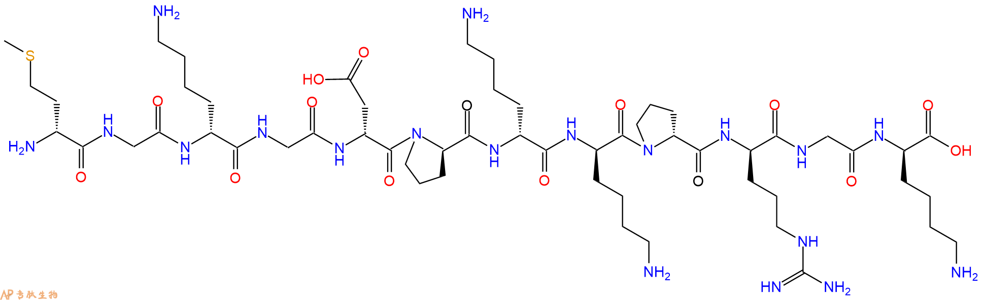 专肽生物产品H2N-DMet-Gly-DLys-Gly-DAsp-DPro-DLys-DLys-DPro-DAr