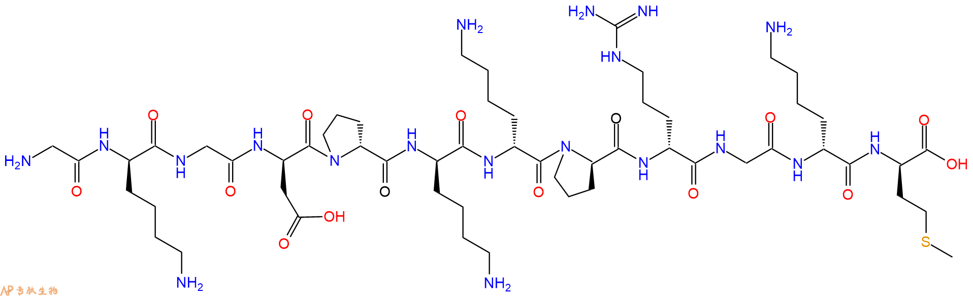 专肽生物产品H2N-Gly-DLys-Gly-DAsp-DPro-DLys-DLys-DPro-DArg-Gly