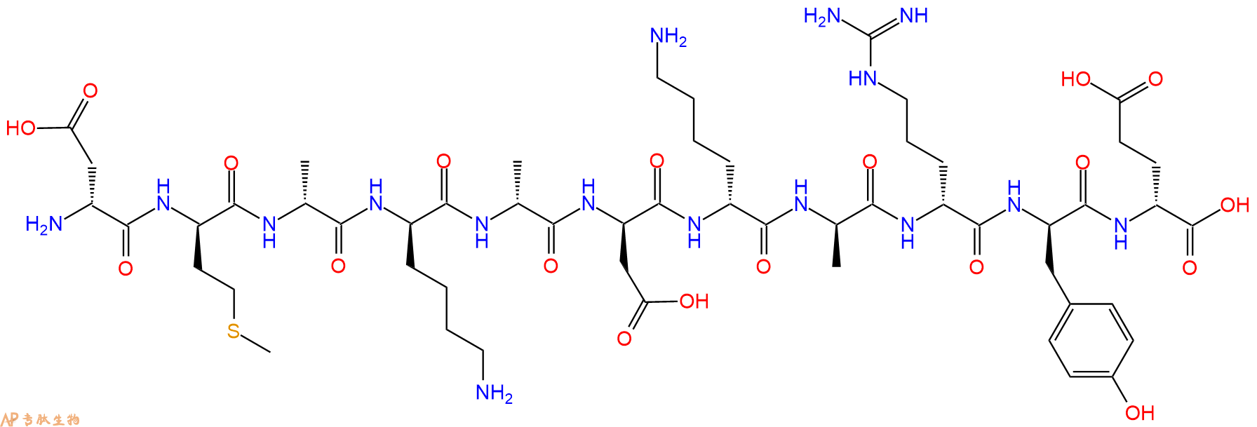 专肽生物产品H2N-DAsp-DMet-DAla-DLys-DAla-DAsp-DLys-DAla-DArg-D