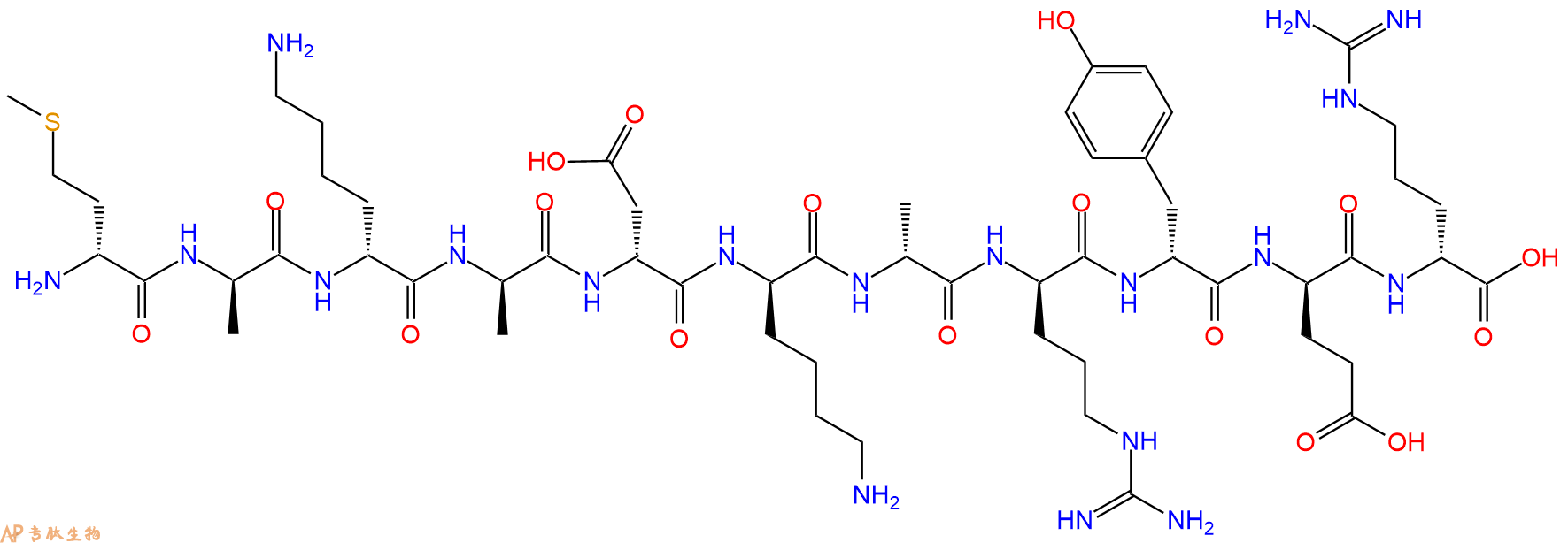 专肽生物产品H2N-DMet-DAla-DLys-DAla-DAsp-DLys-DAla-DArg-DTyr-D