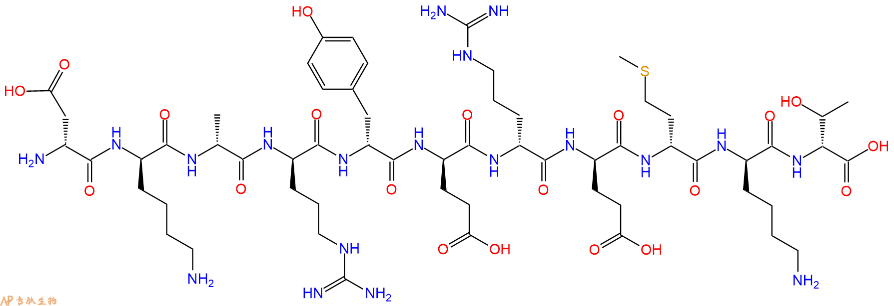专肽生物产品H2N-DAsp-DLys-DAla-DArg-DTyr-DGlu-DArg-DGlu-DMet-D