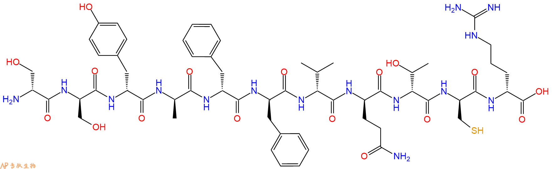 专肽生物产品H2N-DSer-DSer-DTyr-DAla-DPhe-DPhe-DVal-DGln-DThr-D