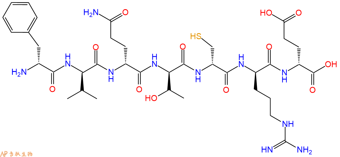专肽生物产品H2N-DPhe-DVal-DGln-DThr-DCys-DArg-DGlu-COOH