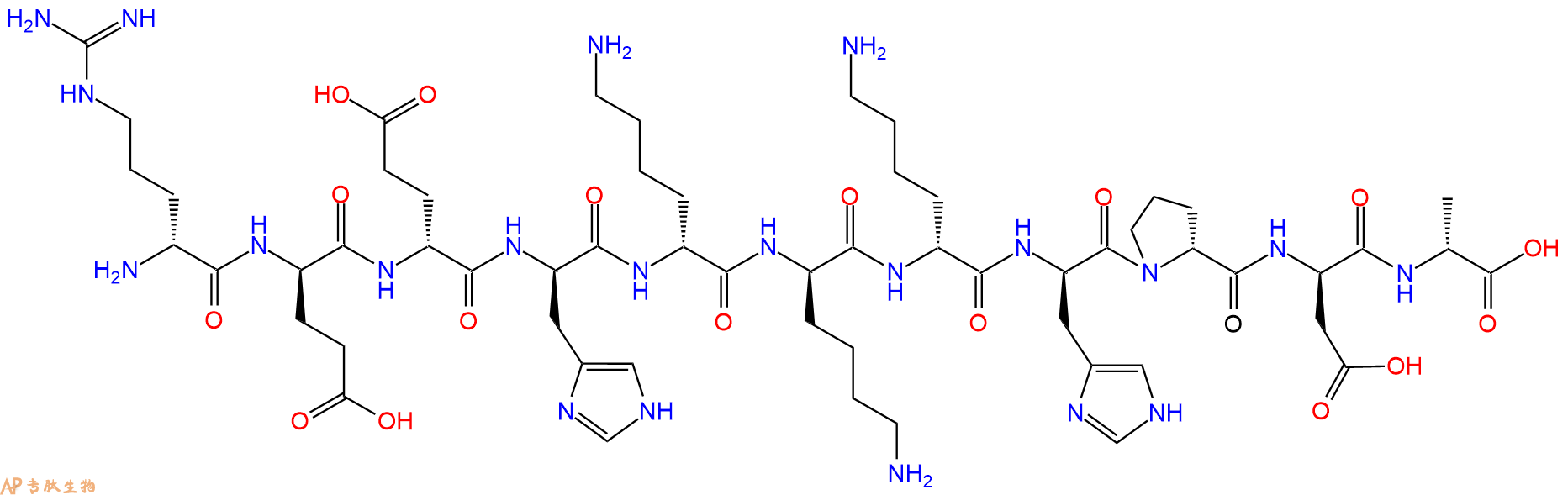 专肽生物产品H2N-DArg-DGlu-DGlu-DHis-DLys-DLys-DLys-DHis-DPro-D