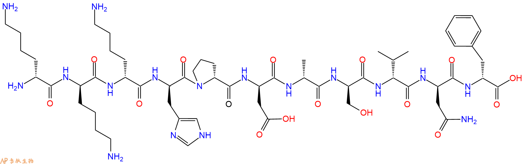 专肽生物产品H2N-DLys-DLys-DLys-DHis-DPro-DAsp-DAla-DSer-DVal-D