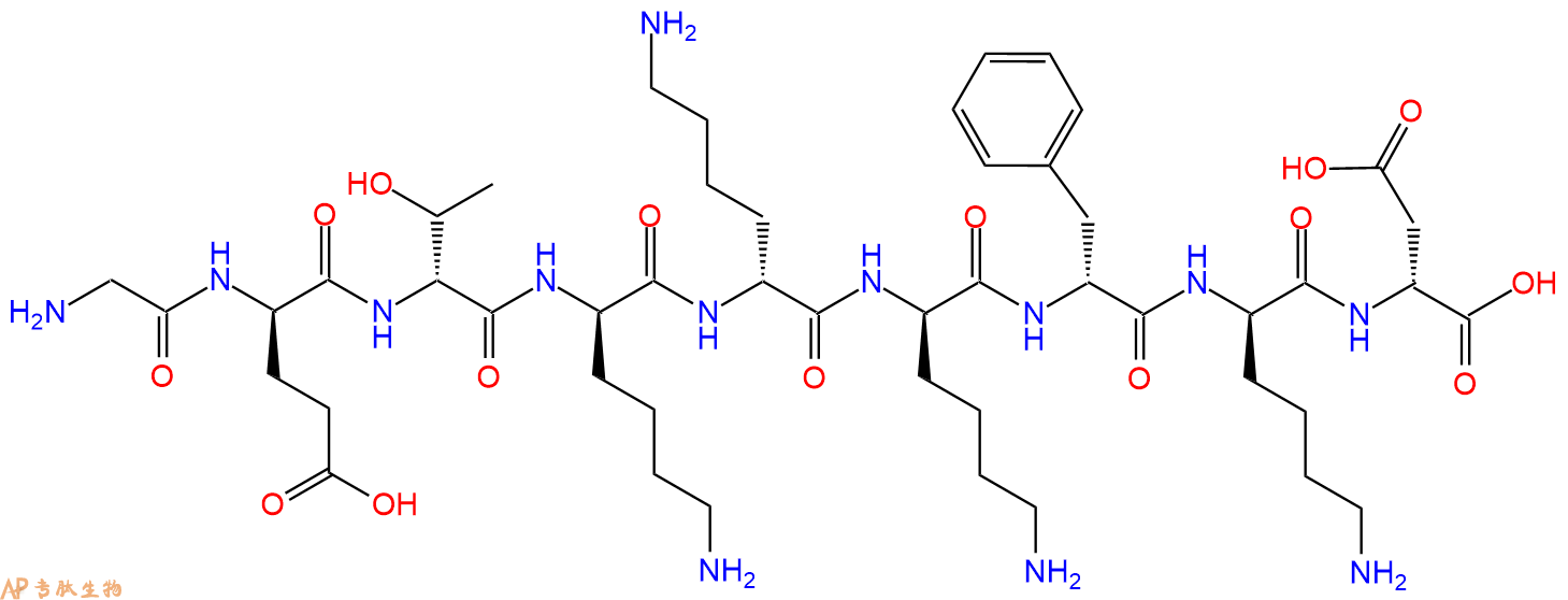 专肽生物产品H2N-Gly-DGlu-DThr-DLys-DLys-DLys-DPhe-DLys-DAsp-CO