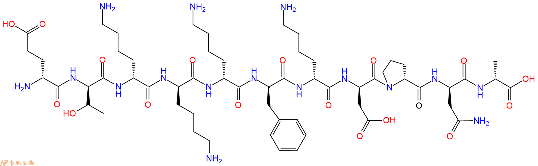 专肽生物产品H2N-DGlu-DThr-DLys-DLys-DLys-DPhe-DLys-DAsp-DPro-D