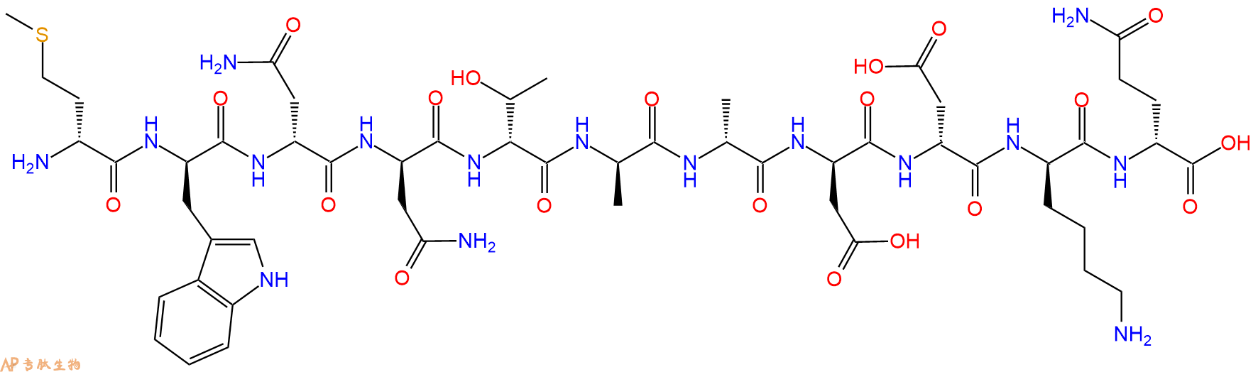 专肽生物产品H2N-DMet-DTrp-DAsn-DAsn-DThr-DAla-DAla-DAsp-DAsp-D