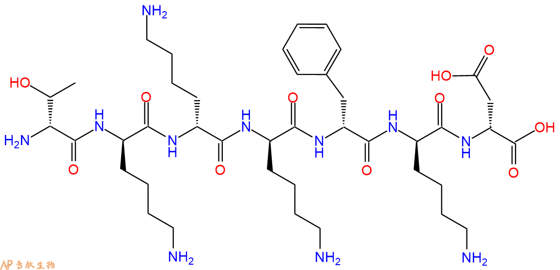专肽生物产品H2N-DThr-DLys-DLys-DLys-DPhe-DLys-DAsp-COOH