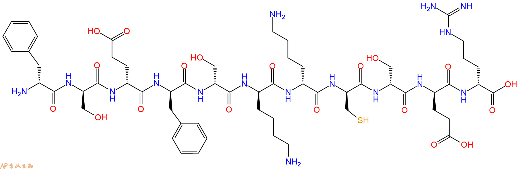 专肽生物产品H2N-DPhe-DSer-DGlu-DPhe-DSer-DLys-DLys-DCys-DSer-D