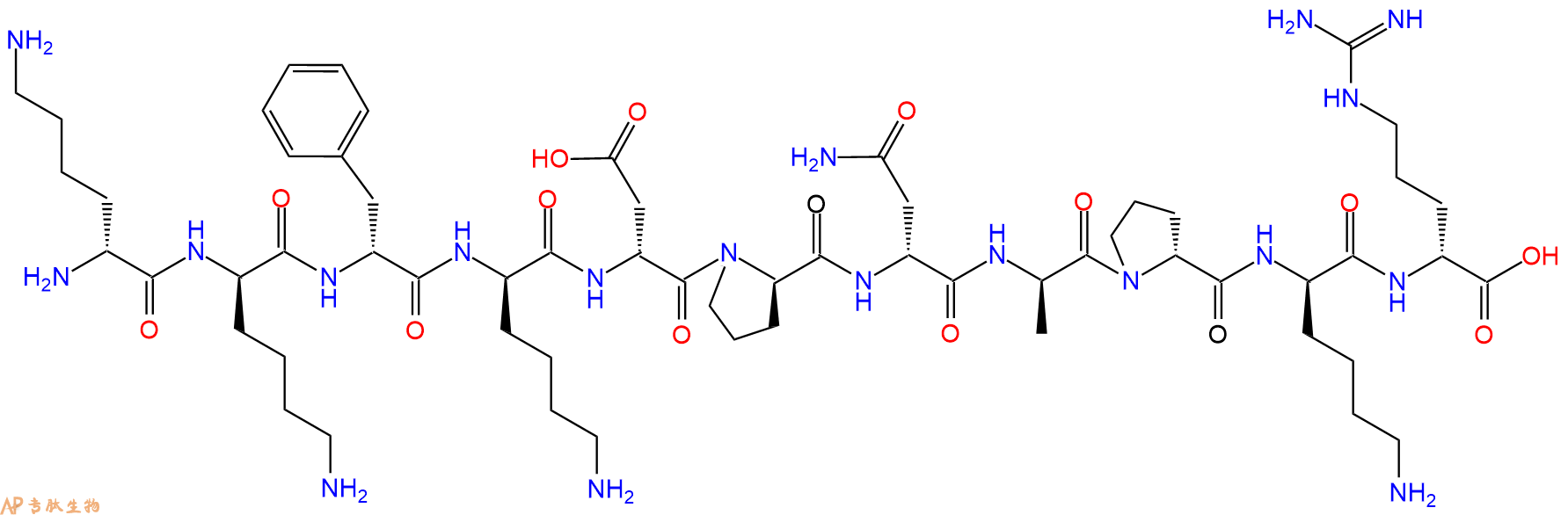 专肽生物产品H2N-DLys-DLys-DPhe-DLys-DAsp-DPro-DAsn-DAla-DPro-D