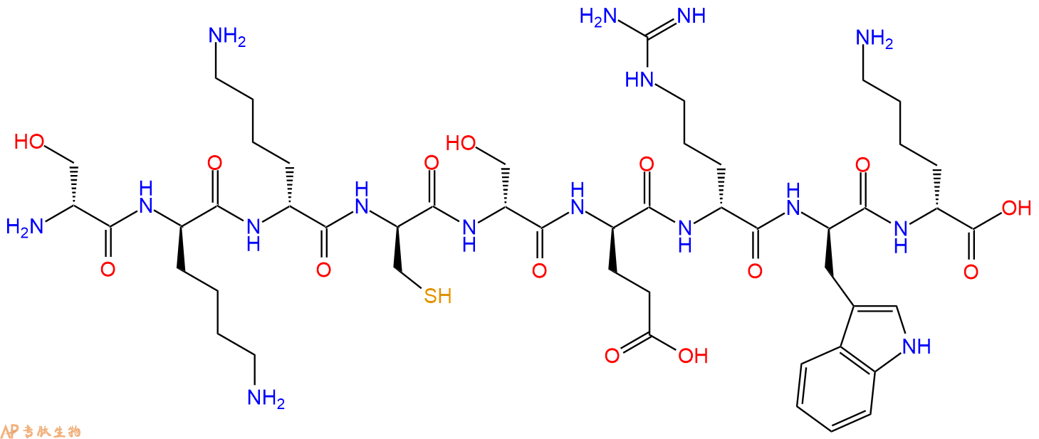 专肽生物产品H2N-DSer-DLys-DLys-DCys-DSer-DGlu-DArg-DTrp-DLys-C