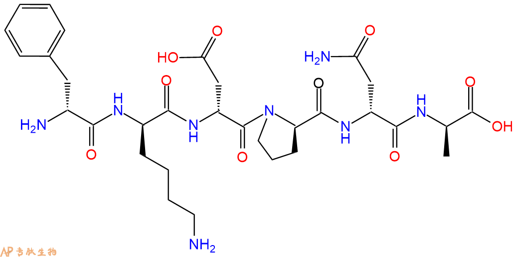 专肽生物产品H2N-DPhe-DLys-DAsp-DPro-DAsn-DAla-COOH