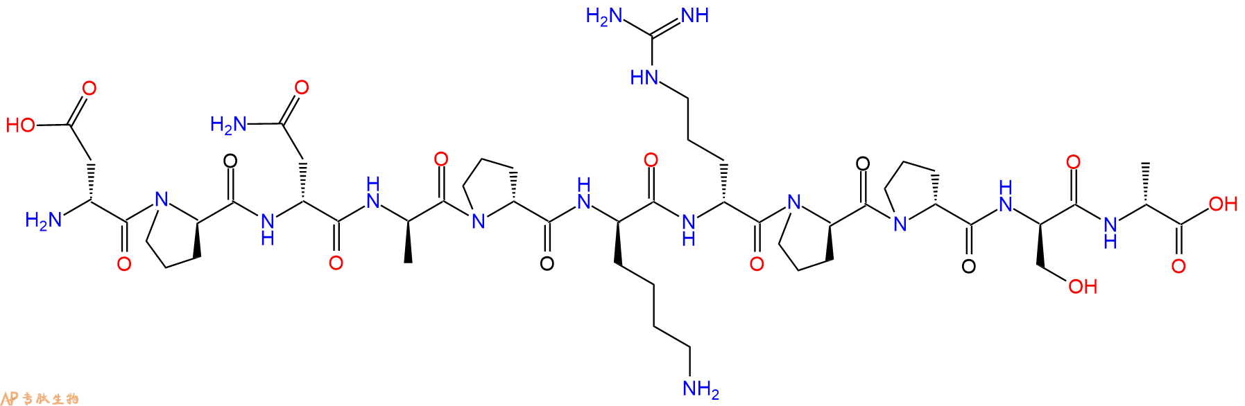 专肽生物产品H2N-DAsp-DPro-DAsn-DAla-DPro-DLys-DArg-DPro-DPro-D