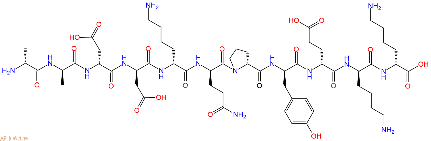 专肽生物产品H2N-DAla-DAla-DAsp-DAsp-DLys-DGln-DPro-DTyr-DGlu-D
