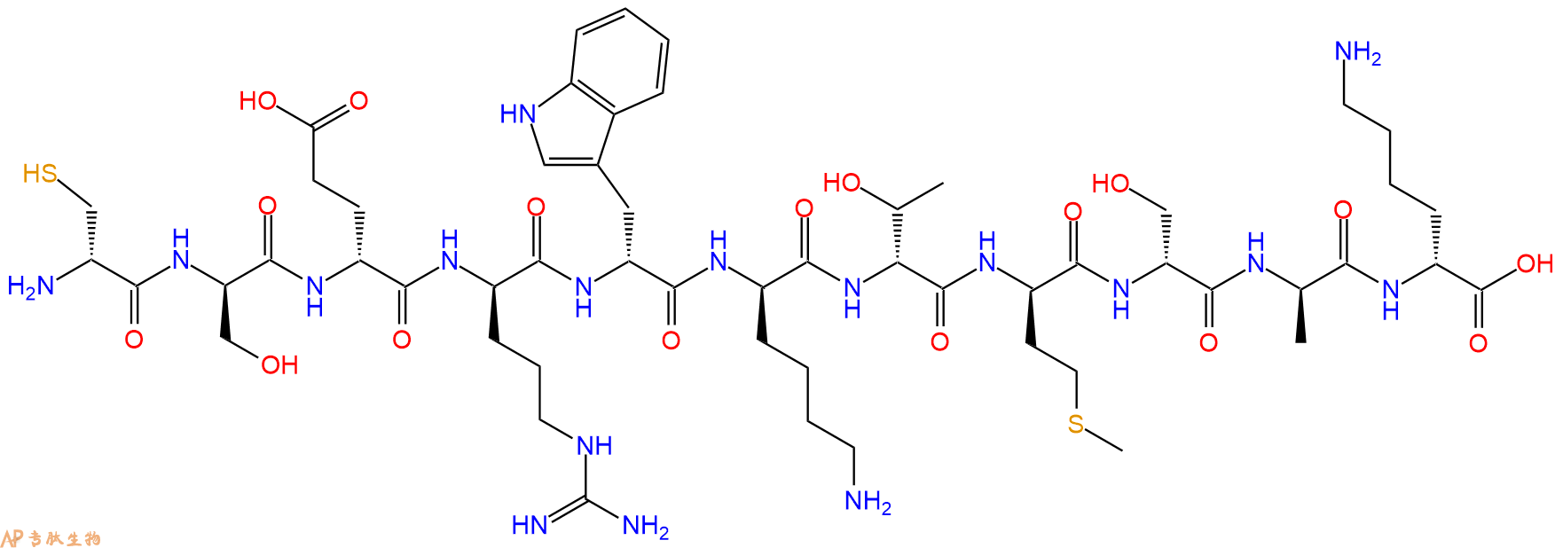 专肽生物产品H2N-DCys-DSer-DGlu-DArg-DTrp-DLys-DThr-DMet-DSer-D