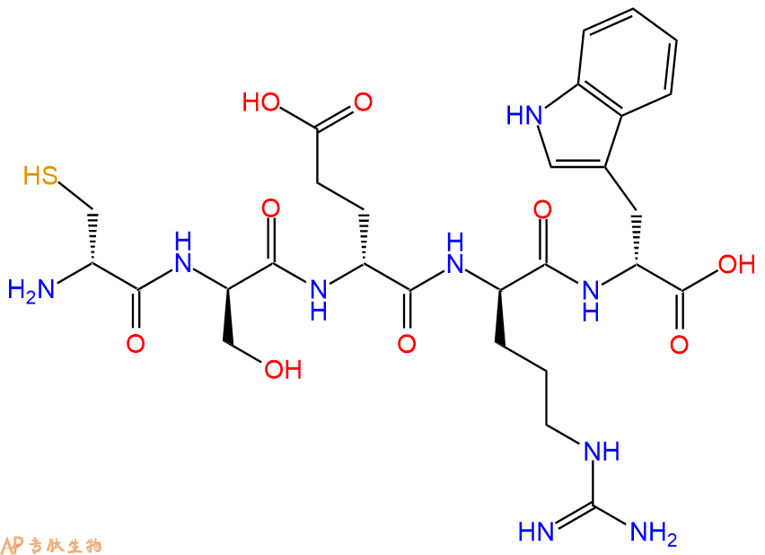 专肽生物产品H2N-DCys-DSer-DGlu-DArg-DTrp-COOH