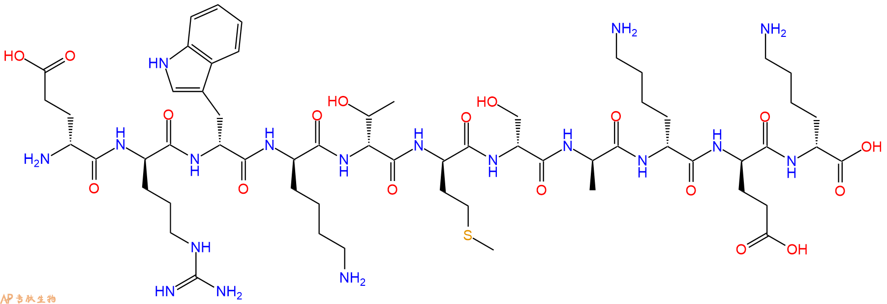 专肽生物产品H2N-DGlu-DArg-DTrp-DLys-DThr-DMet-DSer-DAla-DLys-D
